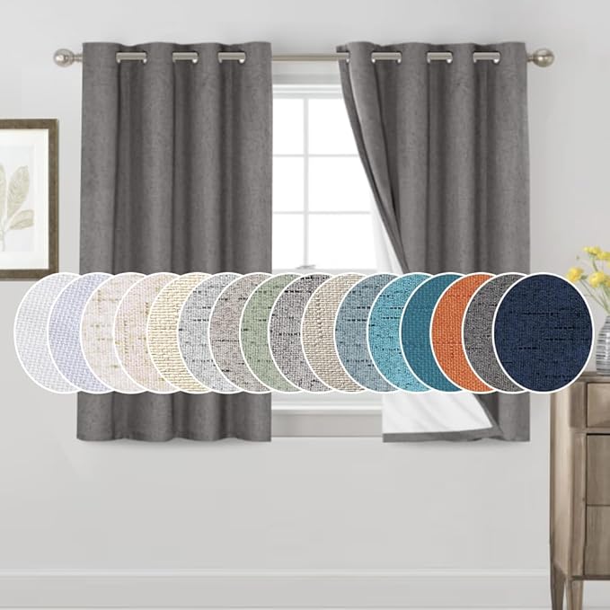 PrinceDeco Blackout Curtains Linen Textured 100% Thermal Insulated Sun Blocking by PrinceDeco