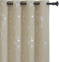 BUHUA Beige Flower Vine Print Curtain Thermal Insulated Blackout Curtains by BUHUA