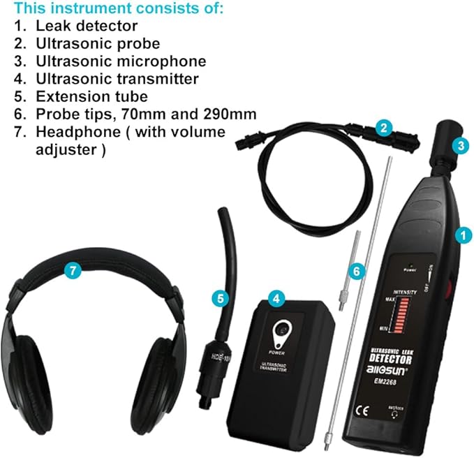 allsun Pro Ultrasonic Leaking Detector Transmitter Auto Noise Finder, - Image 7