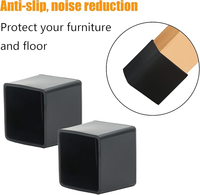 24PCS Square Rubber Furniture Leg Caps 1 Inch x 1 Inch Square Chair Leg Caps - Image 3