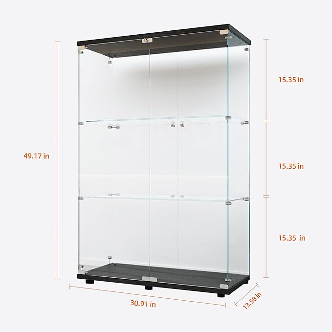 Yoluckea 3-Tier Glass Display Cabinet - Image 2