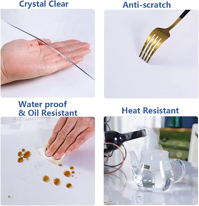 19x43 in Clear PVC Table Protector Cover Office Plastic Desk Protector Chair - Image 6