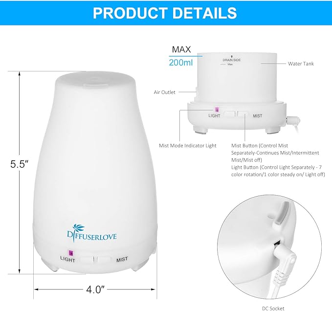 Diffuserlove Essential Oil Diffusers 200ML Remote Control Ultrasonic Mist - Image 7