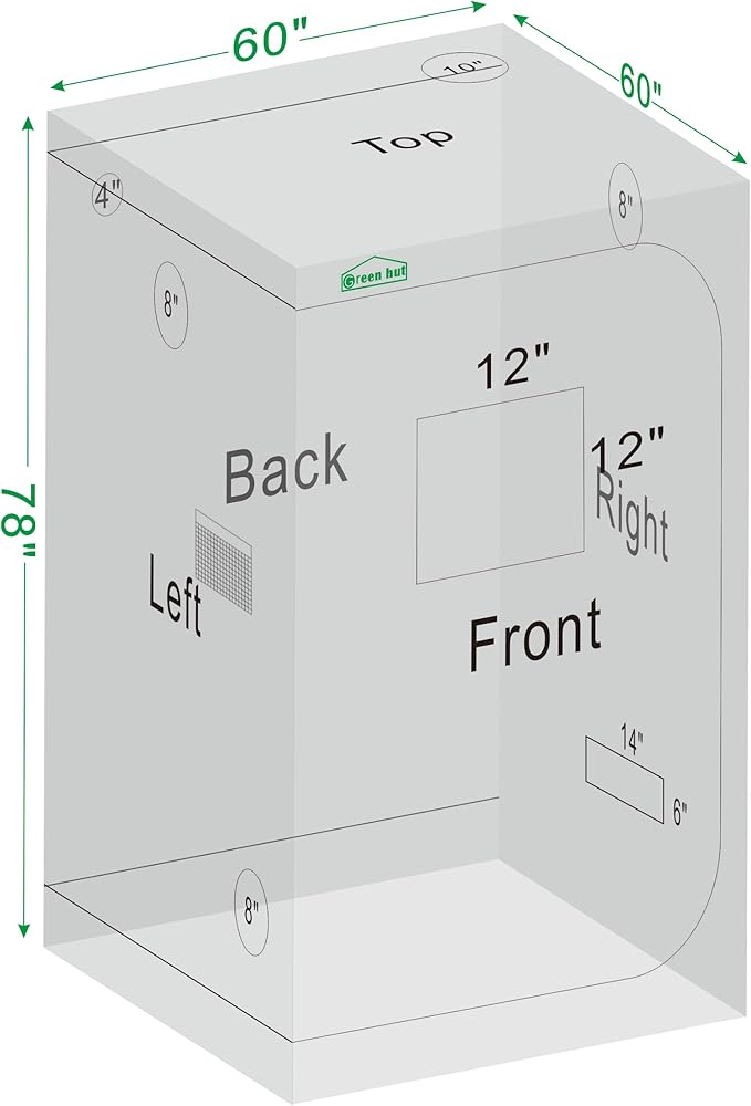 60"x60"x78" 600D Mylar Hydroponic Growing Tents - Image 8