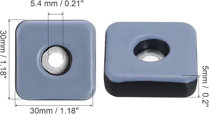 uxcell 12 Pcs Furniture Slider Pads, 1.18x1.18 Inch PTFE Square Screw-on - Image 2