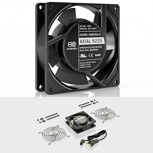 AC Infinity AXIAL 9225, Muffin Fan, 120V AC 92mm by 92mm by 25mm High Speed - Image 2