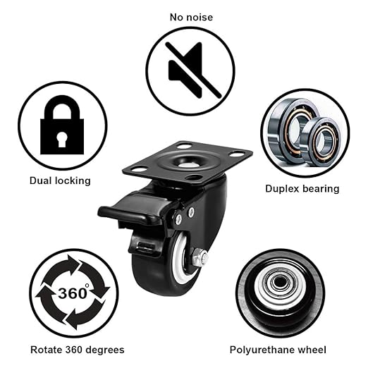 2" Swivel Casters Set 24, Heavy Duty Locking Casters - Image 4