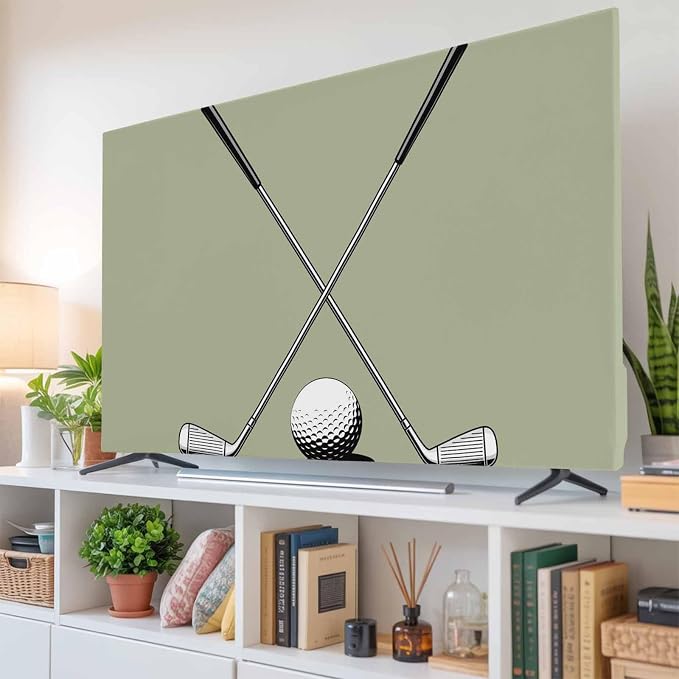 Gradient Sage Green Indoor TV Cover, Elastic TV Screen Protector Cartoon Golf by Unknown