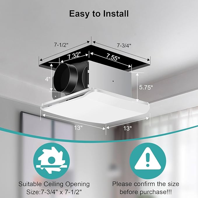 Bathroom Exhaust Fan Ceiling Mount 110CFM, Quiet Ventilation Fan 1.5 Sones - Image 3