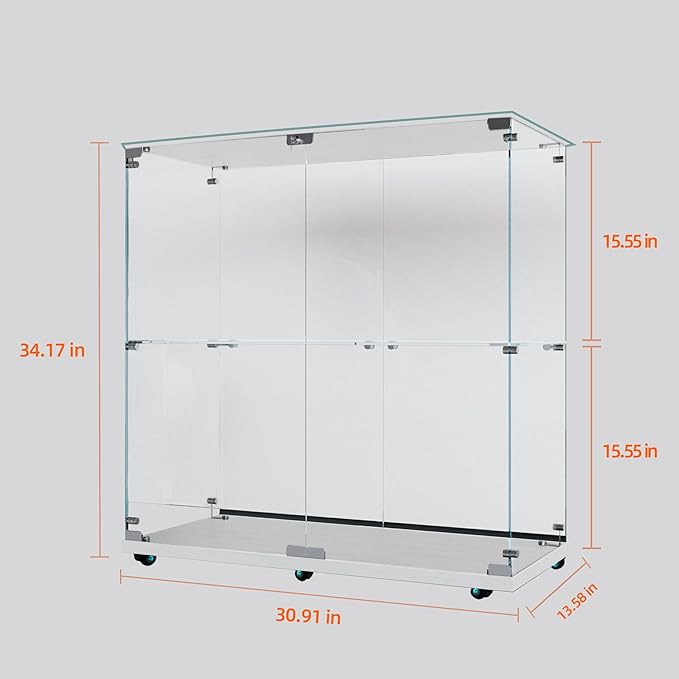 Yoluckea 2-Tier Glass Display Cabinet - Image 2
