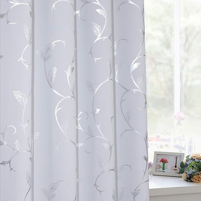 BUHUA Thermal Insulated Flower Vine Curtains Blackout 96 Inch Long Curtains - Image 3
