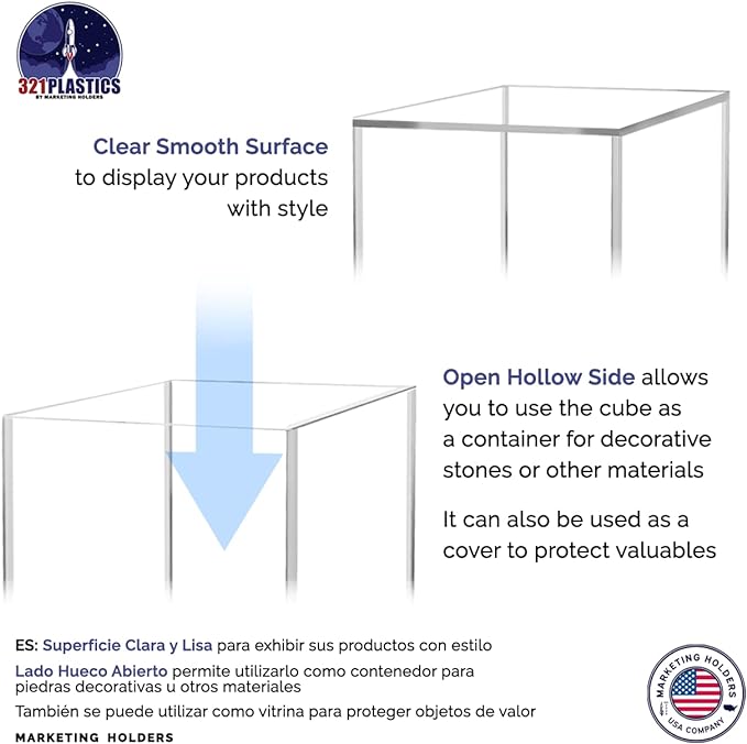 12 Inch Acrylic Display Riser Boxes Clear Hollow Bottom No Lid Retail Product - Image 4