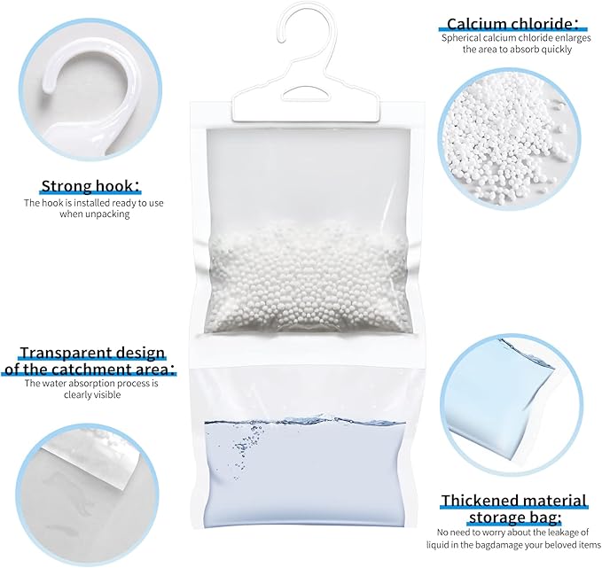 ZSZMFH 12 Pack Moisture Absorber Hanging Bags, Fragrance Free Humidity Packs - Image 2