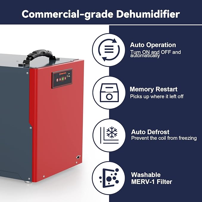 ABESTORM Crawl Space Dehumidifier, Energy Star 198 Pint Commercial Dehumidifier - Image 5