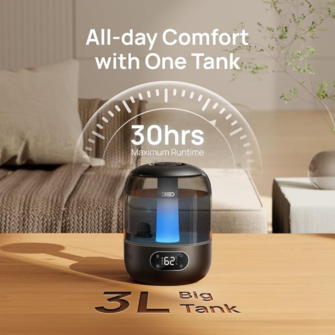 DREO Humidifiers for Bedroom, 3L Top Fill 30H & 26dB Quiet Runtime for Large - Image 6
