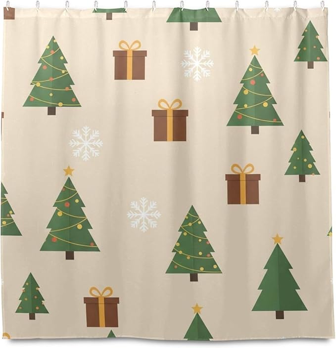 Christmas Tree Beige Shower Curtain Liner 72×72 inch - Image 2