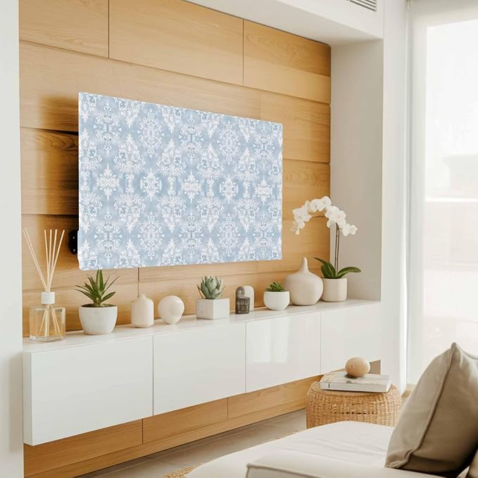Retro Mid Century Flower Texture Indoor TV Cover, Elastic TV Screen Protector - Image 3