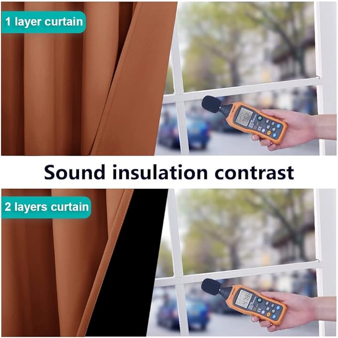 NICETOWN Burnt Orange 100% Blackout Lined Curtains, 2 Thick Layers Completely - Image 4
