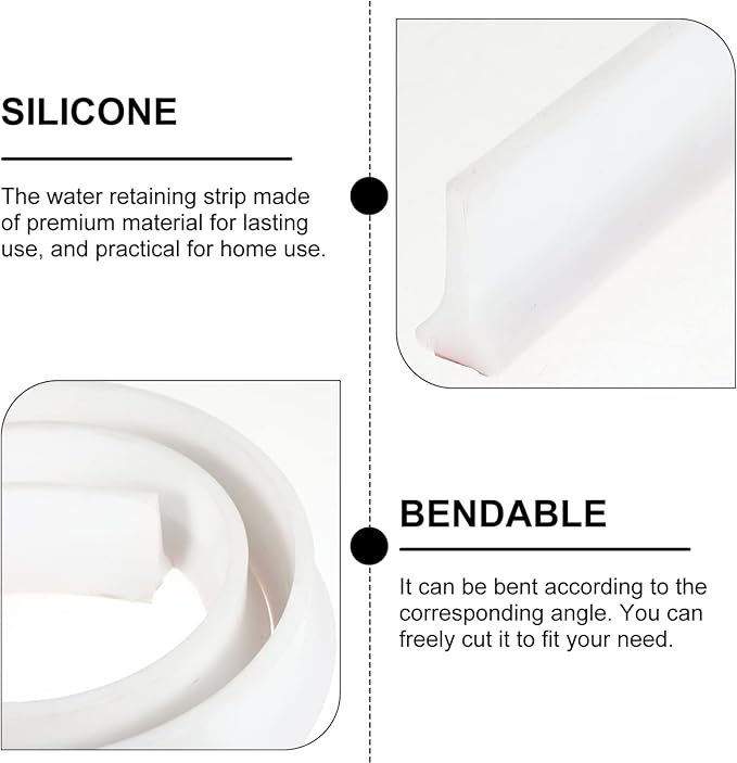 LIFKOME 2m Bathroom Strip Kitchen Desktop Strip Shower Water Blocker Edge Guard - Image 6