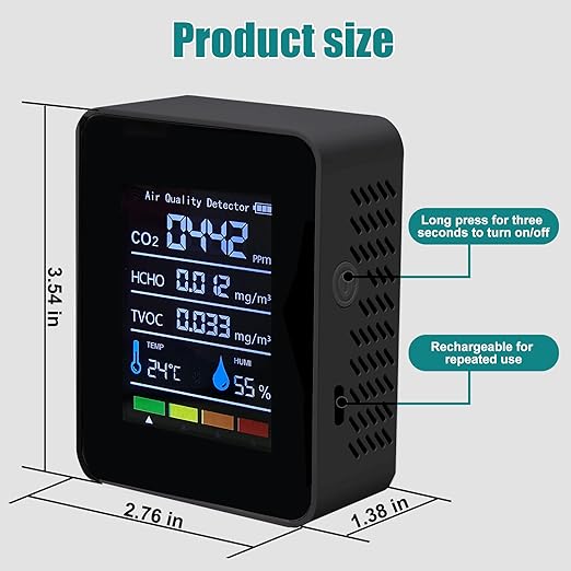 5 in 1 Indoor Air Quality Monitor, Portable Smartair Quality Tester - Image 6