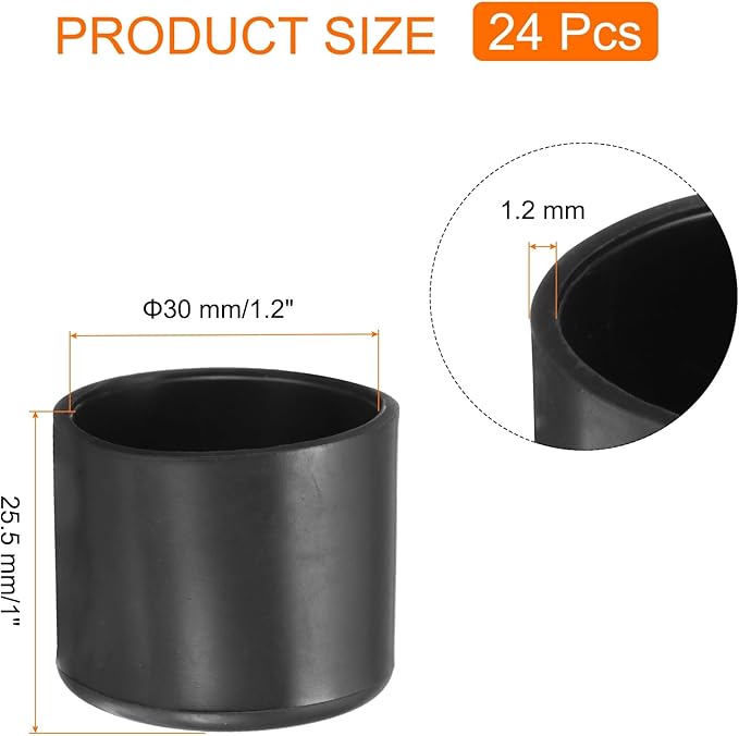 uxcell 24pcs Round Chair Leg Caps 30mm/1.2" PVC Chair Leg Floor Protectors - Image 2