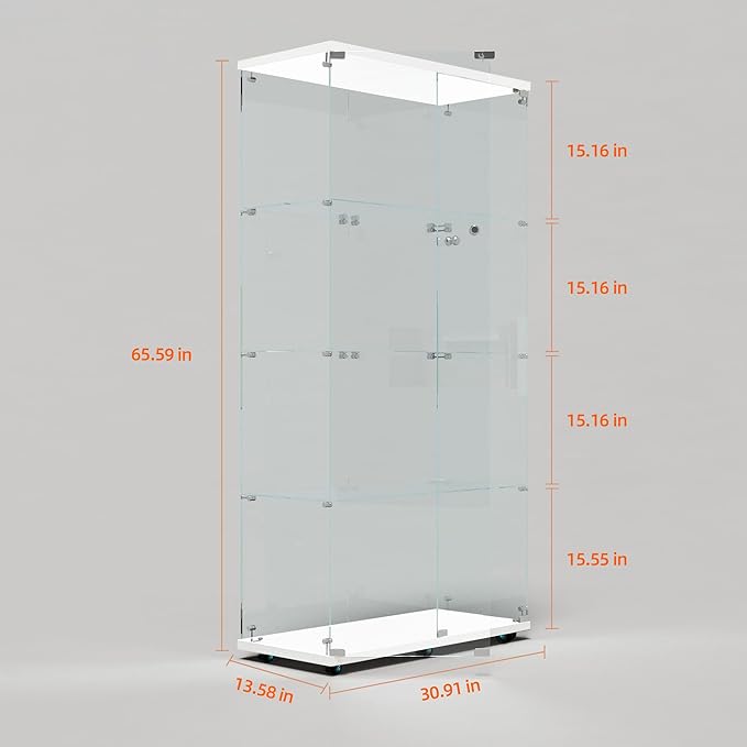 Yoluckea 4-Tier Glass Display Cabinet - Image 2