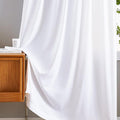 Sheer Curtains 84 inch Length 2 Panels White Semi-Sheer Rod Pocket Drapes by MYSTIC-HOME