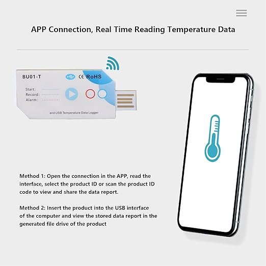 Temperature Humidity Data Logger USB BT 32000 Points Large Capacity PDF Report - Image 2