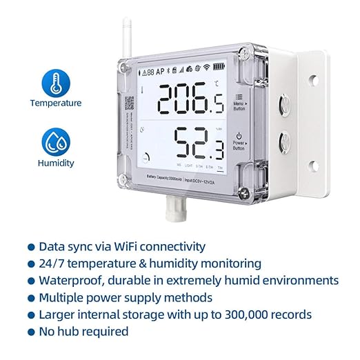 UbiBot GS1-A Smart WiFi Thermometer Hygrometer, IP65 Temperature & Humidity - Image 8