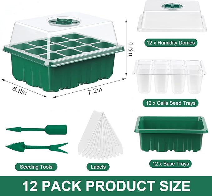 12 Pack Seed Starter Tray Seed Starter Kit - Image 2