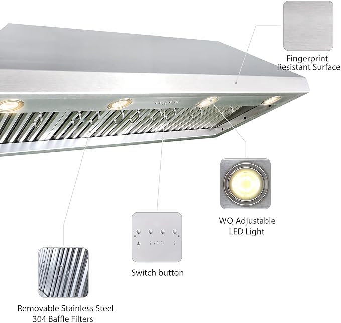CT Copper Tailor Sloped Copper Vent Hood Wall Mount, 1150 CFM Exhaust Fan - Image 8
