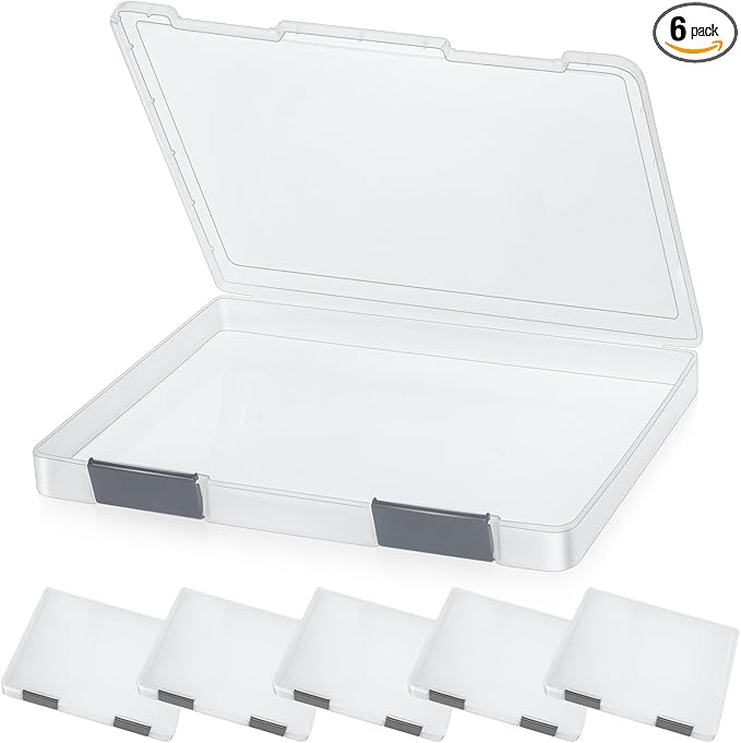 PerKoop 6 Pcs Clear Paper Storage Box A4 Plastic File Box Document Paper by PerKoop