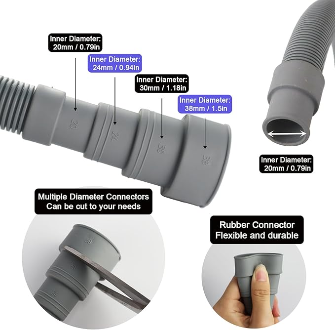 16.4 FT Universal Washing Machine Drain Hose, Drain Hose Extension Kit - Image 2