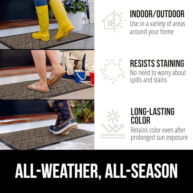 GORILLA GRIP 100% Waterproof All-Season WeatherMax Doormat US Designed Natural - Image 3