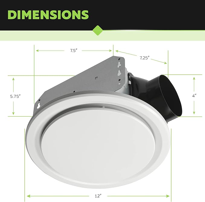 Homewerks 7140-50-G3 Bathroom Fan Ceiling Mount Exhaust Ventilation, Ultra - Image 4
