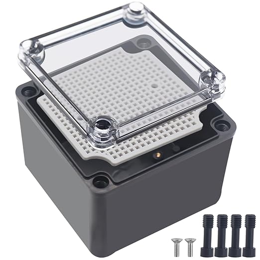 Junction Box, IP67 Waterproof ABS Black Project Box Clear Cover by Otdorpatio