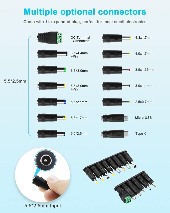 Aclorol Universal Power Supply 4V-24V 5A 120W Adjustable AC/DC Power Adapter - Image 7