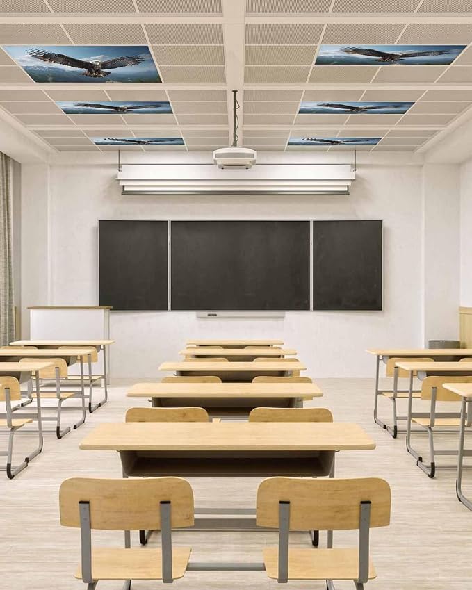 4 Pcs Fluorescent Light Covers for Ceiling Lights, Bald Eagle Soaring Above - Image 4