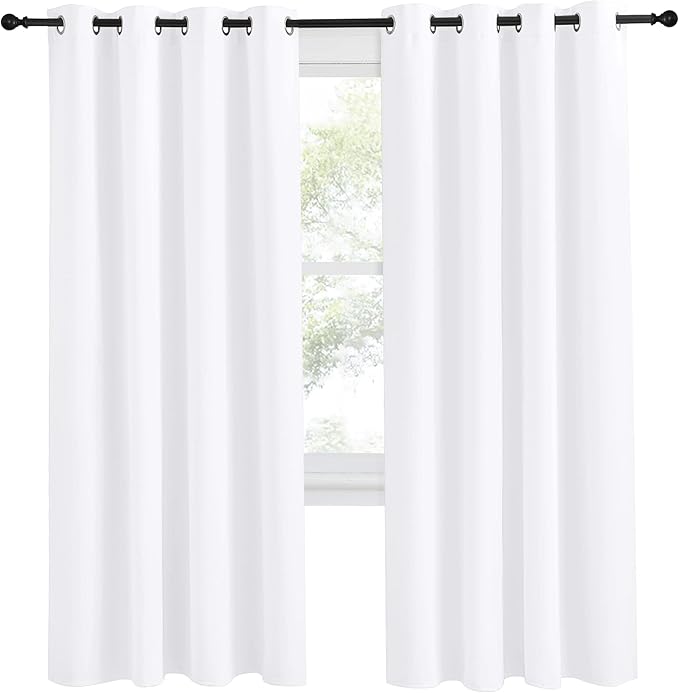 NICETOWN Room Darkening Window Treatment Curtain, Pure White, Single Panel - Image 2