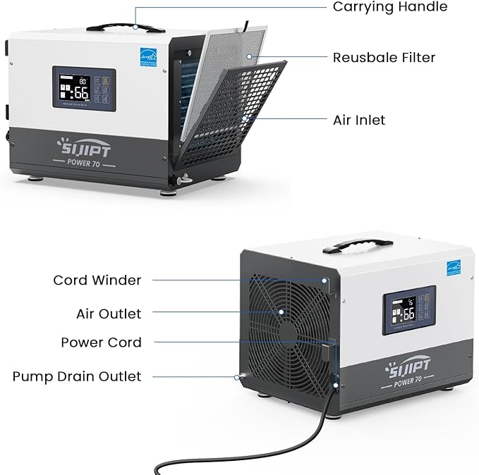 Crawl Space Dehumidifier with Pump, 70 Pints Energy Star Commercial - Image 7