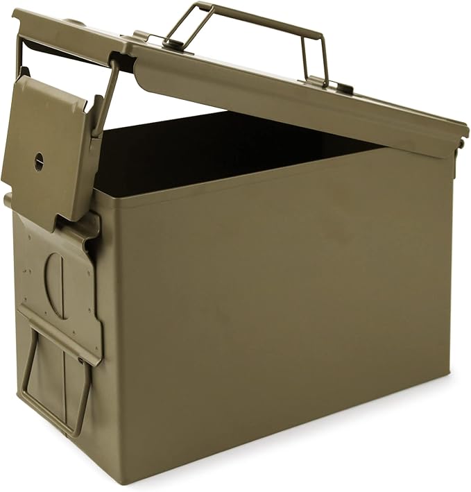 GUGULUZA Metal Ammo Can 30/50 Cal, Lockable Bullet Storage Case, Waterproof & by GUGULUZA