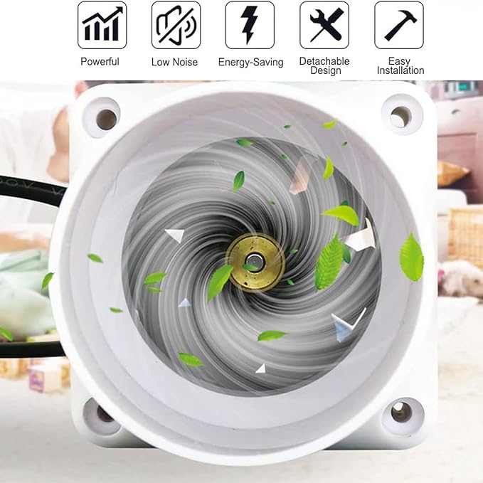 3/4'' 20 mm Inline Duct Fan, 6W 22 CFM Ventilation System High Efficiency - Image 3