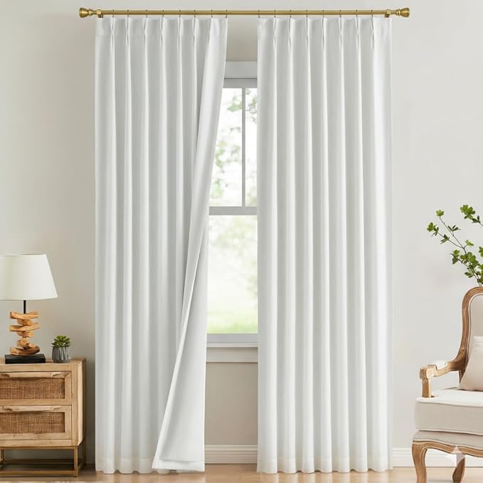 Kayne Studio White Pinch Pleated Blackout Curtains by KayneStudio