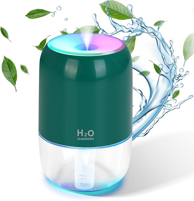 Mini Humidifiers for Bedroom, 200ml Cool Mist Humidifiers for Home Nursery by MultiOutools