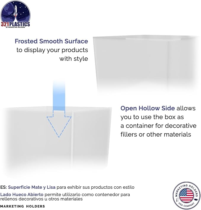 Frosted Acrylic Display Box Versatile 5 Sided Pedestal No Lid 7.75" x 7.75" x - Image 5