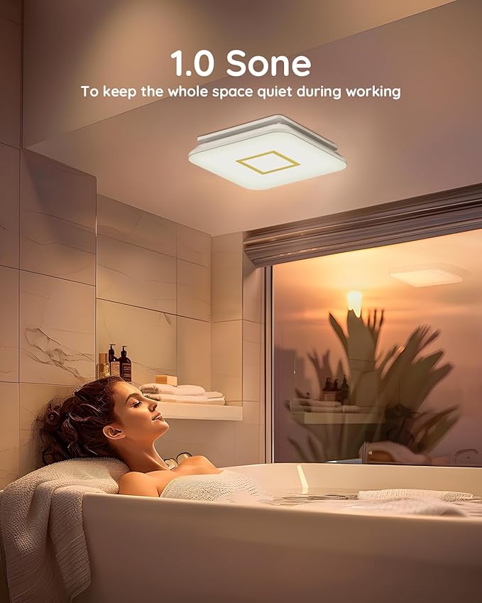 Fitop Bathroom Fan with Light, 110CFM 1.0 Sones 1200lm LED Light - Image 4