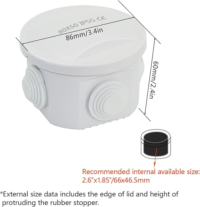 LeMotech Junction Box, ABS Plastic IP55 Water Resistant and Dustproof, - Image 2