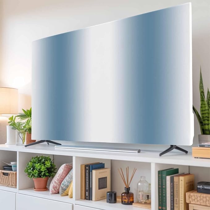 Modern Blue White Gradient Indoor TV Cover, Elastic TV Screen Protector by Unknown