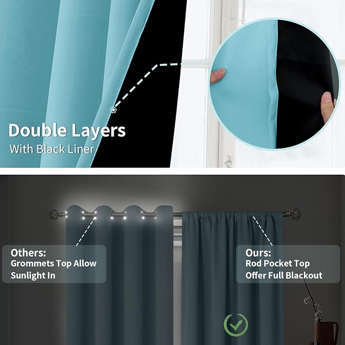 BGment 100% Blackout Curtains for Bedroom 72 Inch Length, Full Room Darkening - Image 6