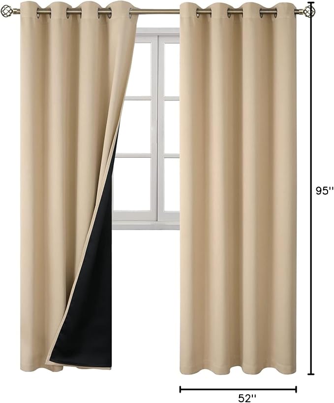 BGment Beige Blackout Curtains 95 Inches Long 2 Panels Set - Image 9